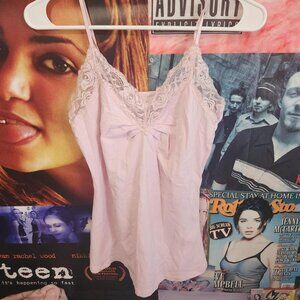 baby pink lace cami tank top